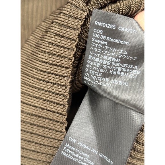 Cos Sweater Open Back Women XS Olive Green Ribbed Mock Neck Tie Wrap - Picture 16 of 16